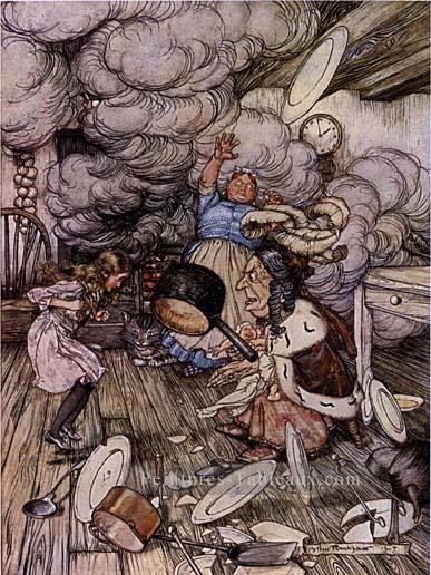 Alice au pays des merveilles cochon et poivre illustrateur Arthur Rackham Peintures à l'huile